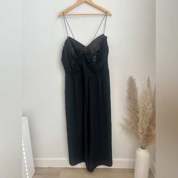 City Chic Entwine Tulip Drape Maxi Dress Black Off The Shoulder V-Neck Slit Gown - Picture 4 of 9